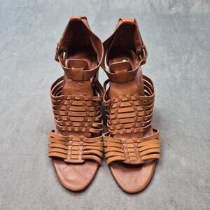 Lauren Ralph Lauren Harietta Stacked High Heel Strappy Sandals Brown Size 7B